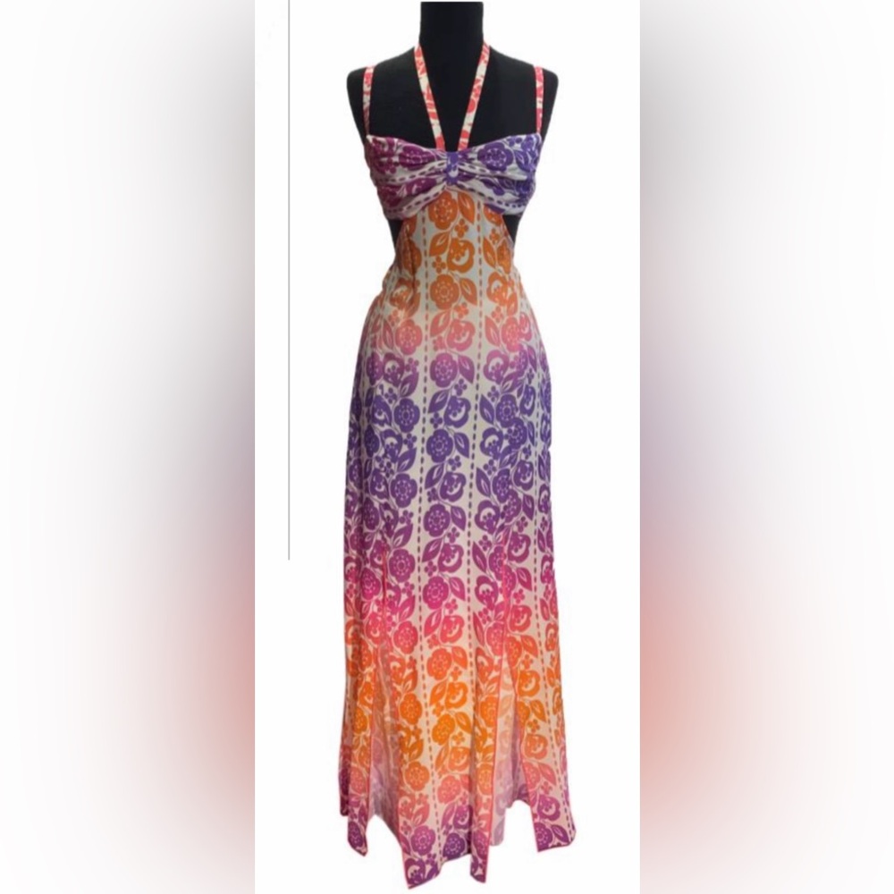 Anna Sui Spring/Summer 2022 Sunrise Dress with matching headscarf